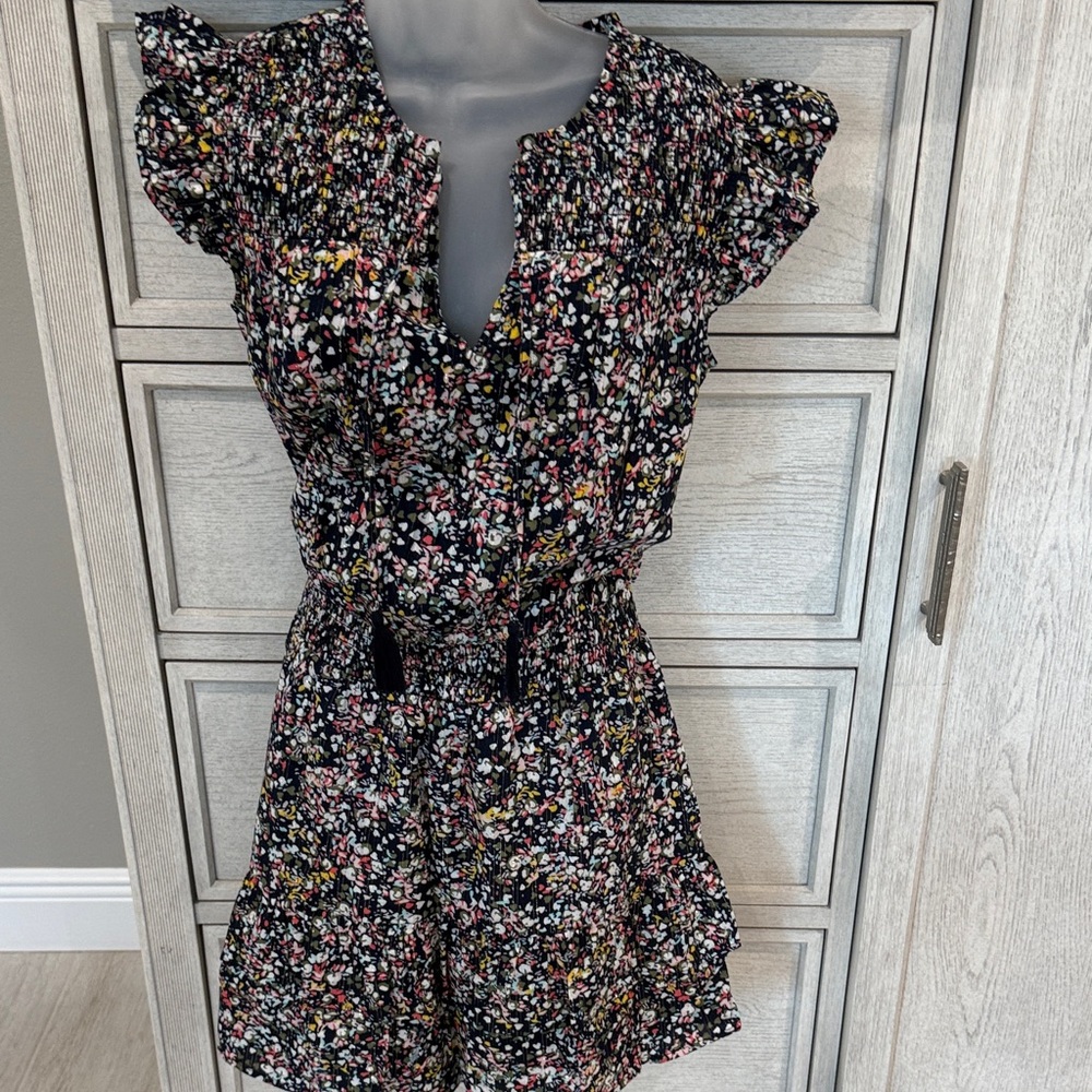 Crown & Ivy Floral Ruffle Dress - Black, Pink, Yellow
